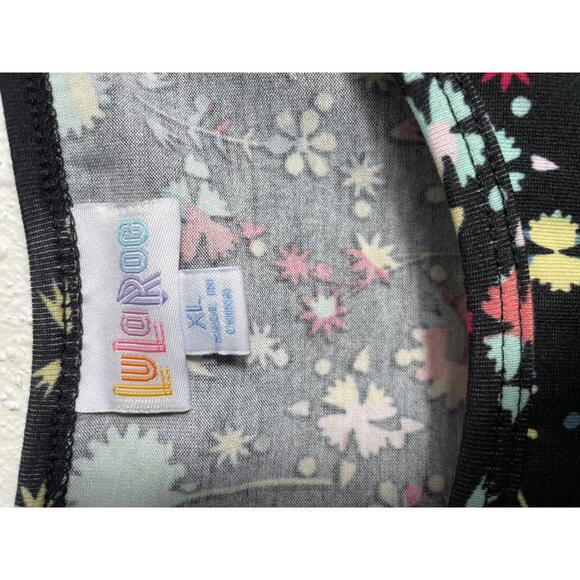 LuLaRoe Julia Tee Shirt Dress Tunic Blouse Top Women's XL Black Pink Floral NWT - Picture 2 of 8